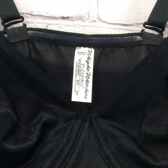 Vintage Weight Watchers In Control Instant Body Shaping Bra Slip Size 36D Black - Picture 9 of 10